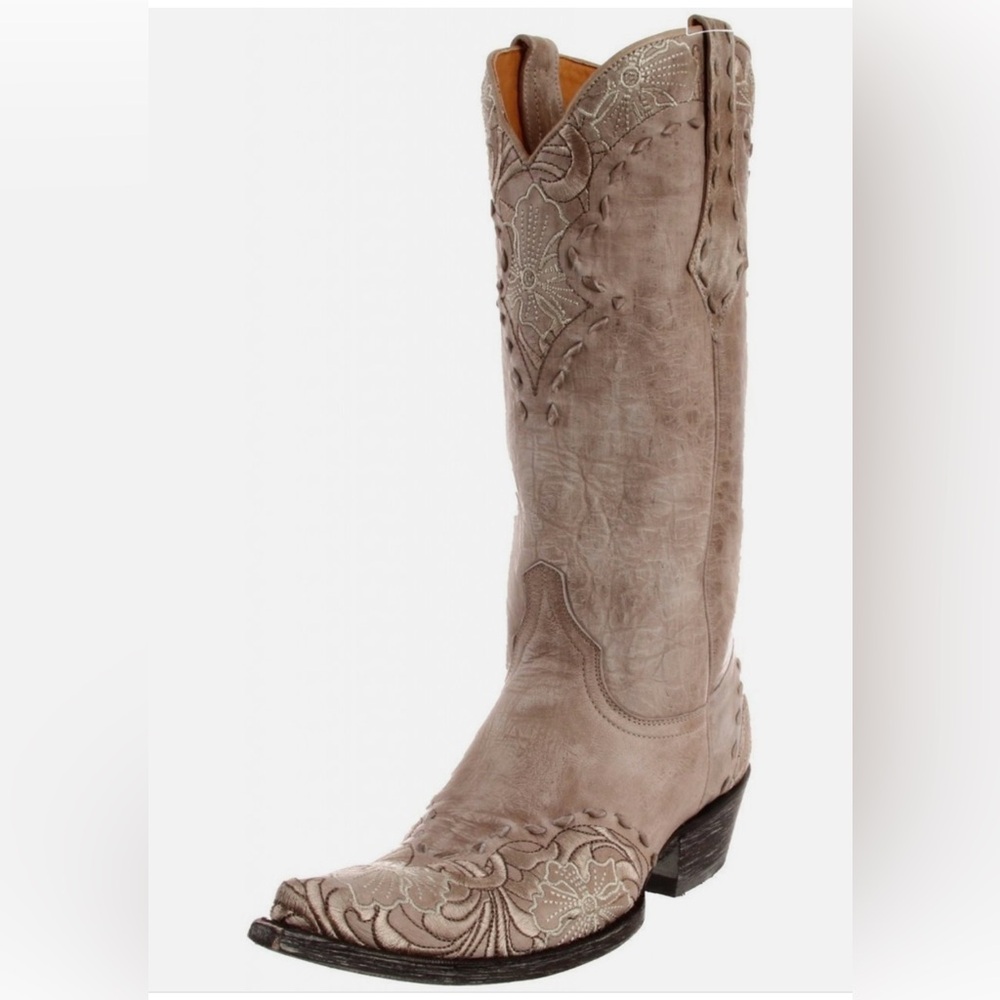 Old Gringo Taupe Floral-Embroidered Knee Boot